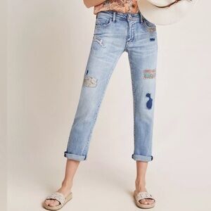 Pilcro and the Letterpress by Anthropologie Light Blue Patchwork Jean 32 Tall